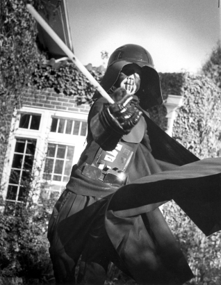Jeff Griffiths, 8, as the wicked Darth Vader. October 30, 1977. Photo by Bill Perry. Rocky Mountain News Photograph Collection