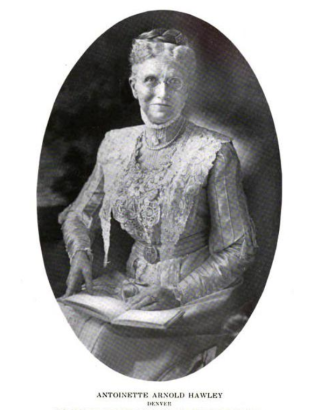 Portrait of Antoinette A. Hawley. Representative Women of Colorado, editor J.A. Semple, Denver: Williamson & Haffner, 1914