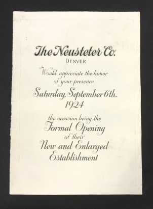 Invitation to grand opening of the Neusteter Company's new store