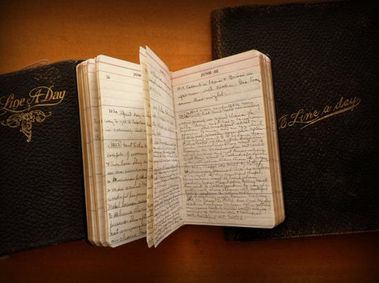 photograph showing an open handwritten journal 