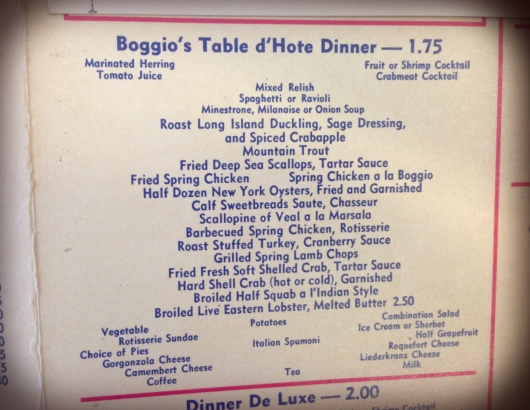 Boggio's Table d'Hote Dinner