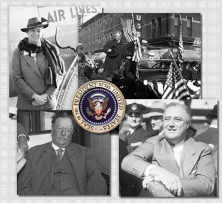 Eleanor Roosevelt, Theodore Roosevelt, Franklin Delano Roosevelt, and William Howard Taft