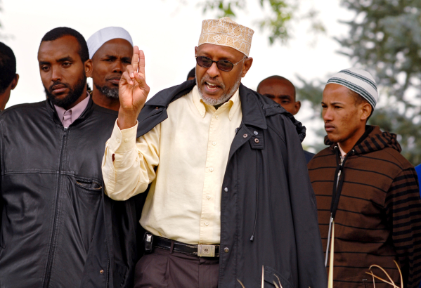 SARA LOVEN/gtphoto@greeleytribune.com Abdullahi Abdirahman, a Somali community leader in Greeley, spoke to the Muslim Swift workers about the negotiations between the company and the workers regarding their break times.