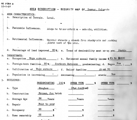 Scan of Report of D-15 neighborhood from 1938