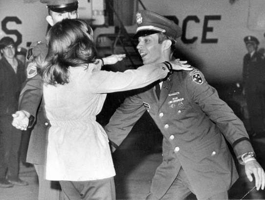 "Happy Former POW Greets Fiancee at Buckley" by Mel Schieltz. March 30, 1973. Rocky Mountain News Photo Collection, Box 461