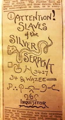 Secret Slaves of the Silver Serpent code in the Rocky Mountain News
