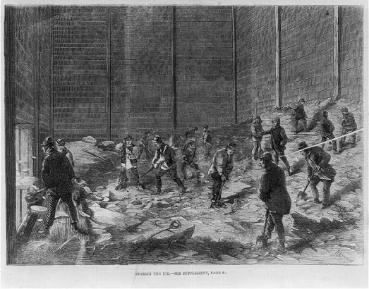 Mr. Charles ice-stores, Lindsey House, Chelsea: storing the ice. The Illustrated London News, January 19, 1861 (Library of Congress, https://lccn.loc.gov/2007680195)
