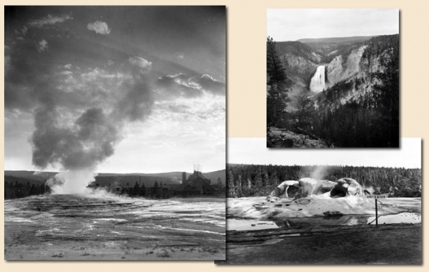 Collages of photos of Yellowstone National Park by George Beam