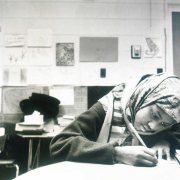 Miriam Mohamed works on her vocabulary words during tutoring session 1993