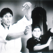 Dzou Ying Pu and Steve Niemczura practice synchronized martial arts for Chinese New Year celebration. 1992 WH2129PhBx388