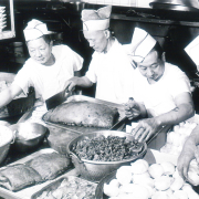 Kitchen at Lotus Room prepares for Chinese New Year. 1961