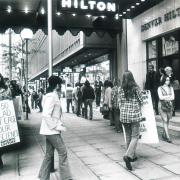 Demonstration in support of lettuce boycott on behalf of United Farm Workers 1972