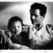 Millette Brehane Meskele relaxes with her father, Brehane Meskele Madhaiy 1984