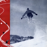 Percy Rideout, co-director of the Aspen Ski School performs a jump in Aspen, Colorado