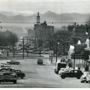 Heading west on Colfax Avenue at Grant Street, March 19, 1952