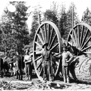 Men with Log Hauling Apparatus