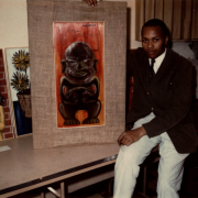 Bob Ragland at 1964 gallery show (likely Green Spider)