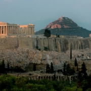 (ATHENS, GREEECE, AUGUST 10, 2004)   A view of the  Greece's famous Parthenon built above the ruins of Acropolis glows in night high above the Olympic city of  Athens, Greece on Tuesday, August 10, 2004. (photo by RODOLFO GONZALEZ/ROCKY MOUNTAIN NEWS)