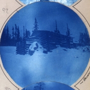 View of the American Mining Company's assay office near American City (Gilpin County), Colorado. Snow covers the ground.