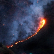 The Coal Seam Fire burns along  Interstate 70.