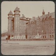 View of St. Joseph's Hospital, at the corner of 18th (Eighteenth) Avenue and Humboldt Street, in Denver, Colorado.