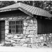 View of a stone masonry concession stand at Echo Lake Park, part of the Denver Mountain Parks System (Clear Creek County), Colorado.