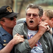 A frantic parent trying to get through a roadblock during the Columbine shooting.