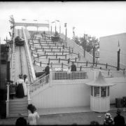 View of the "Tickler" ride at White City amusement park (later named Lakeside), west of Denver, Colorado.