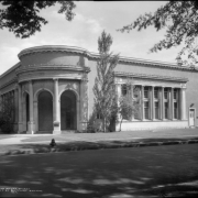 Divine Science Church, Fourteenth Avenue and Williams Street, Denver, Colorado, a Beaux-Arts style structure with a flat roof, curved entry with arches, and columns with corinthian columns.