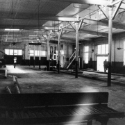 Interior view of the abandoned Tivoli-Union Brewery in Denver, Colorado; shows a large vacant space.
