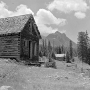 View of abandoned miner's cabins in Colorado.