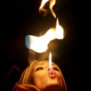 (Denver, Colorado, 11/15/2005) Weekend Spotlight:   Firemancer is a fire-dancing troupe slated to perform in this year's Parade of Lights. The two-person group, comprised of Doug Bates (cq) and Melinda Rivers (cq), demonstrated their skills at Club Sky...