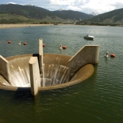 The Glory Hole Spillway in Dillon Reservoir is taking in water Monday afternoon June 20, 2005. This is the first time since  2001 that there has been enough water in the reservoir for water to go over the spillway.  The water then will go into the Blue...