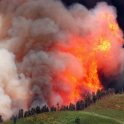 500-foot flames balloon over Haflin Canyon on Missionary Ridge north of Durango.