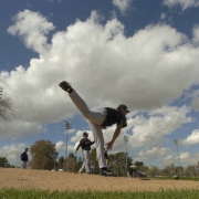 [(Tucson, AZ, Shot on: 2/23/05)]  Colorado Rockies AAA starting pticher Jason Young pitches before an Arizona sky during Spring Training at the Hi Corbett Field Sports Complex in Tucson, AZ, Wednesday Feb. 23, 2005.  (BARRY GUTIERREZ /ROCKY MOUNTAIN NEWS)