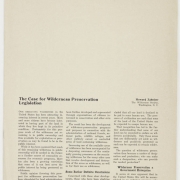 Case for Wilderness Preservation Legislation.