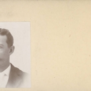 Studio portrait of possibly Charles L. Hoon, manager of the light plant in Georgetown, Colorado. He has a full, waxed mustache and wears his hair combed back, parted in the middle and wavy on the sides. He wear a jacket and tie.
