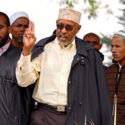 Abdullahi Abdirahman, a Somali community leader in Greeley, spoke to the Muslim Swift workers about the negotations between the company and the workers regarding their break times on Monday at Lincoln Park.