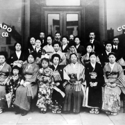 Group of Japanese women, men and young girls