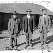 Portrait of Japanese UMWA coal miners striking against CF&amp;I (of Ludlow), in Tioga, Huerfano County, Colorado; they are: "Bubba, Uyado, Matsumoto."