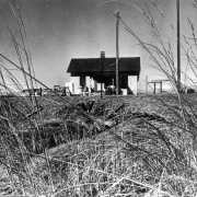 View of a migrant worker's house near Longmont (Boulder County), Colorado. A washing machine, bed frame, refrigerator, and automobiles are near the house.