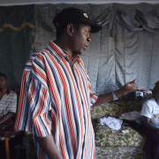 Denver, Colo. shot on 3/8/05) Chairman of the Somali Bantu refugees, Abubakar Rasulo (c) (cq)  talks with new and older arrivals Yussuf Fummalo,(cq)  with wife Faduma Aziz,28 (cq) (l) who has been here 8 months and Dahirra Adan Ali, (cq) (r) who has just 