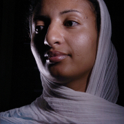Beza Hailu poses for a portrait after a radio show by Kidane Teklu(cq), an Ethiopian immigrant, at KLTT studios in Denver, Colo., Sunday, Aug. 7, 2005. Teklu moved to the United States 10 years ago