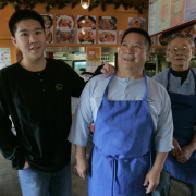 Three generations of the Lam family bring Asian specialties to customers at Chef&apos;s Noodle House in Aurora. From left: Patrick Lam, 15, Billy Lam, 51, and Khai Lam, 80.