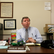 Rep. Douglas Bruce talks to reporters at his office in the State House on Monday, April 21, 2008. Bruce was ordered to step down from the podium earlier in the day for calling temporary migrant workers "illiterate peasants." 