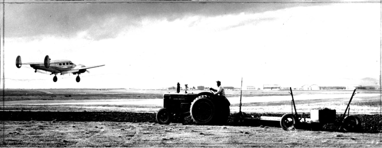 Stapleton Airport 1947 Plane and Tractor