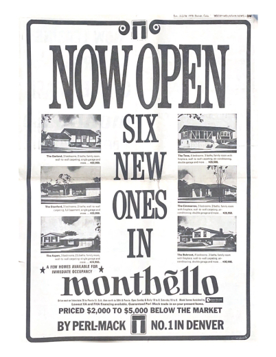 1970 Newspaper ad for Montbello