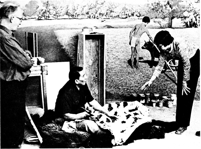 Richard Tallbull working on museum exhibit