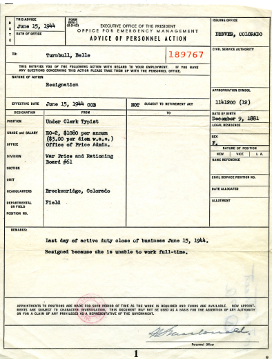 Belle's new job during WWII