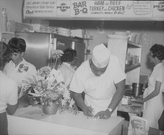 Photo of opening of Daddy Bruce Randolph's restaraunt 